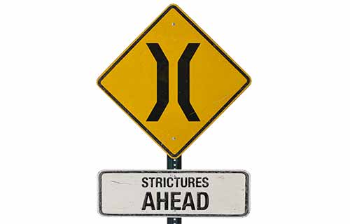 Strictures ahead sign